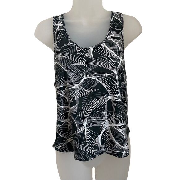 Nike Small Tank Top Dri-Fit Printed Black White Racerback Tee - Picture 1 of 6